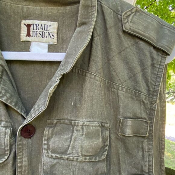 Trail Designs Men's Olive Green Cargo Hunting Fishing Photography Vest Sz Large - Picture 7 of 8